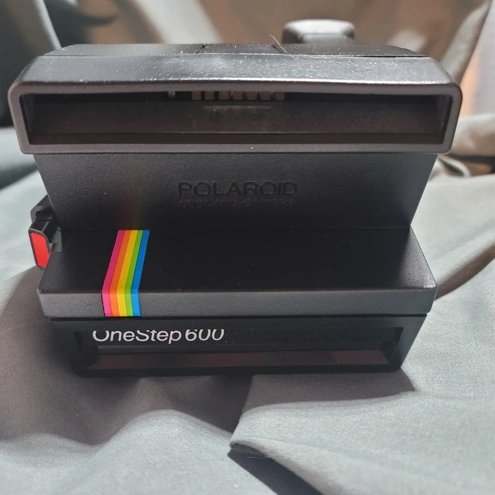 Vtg POLAROID Instant One Step Flash-600 Film GREEN STRIPE Untested w/case